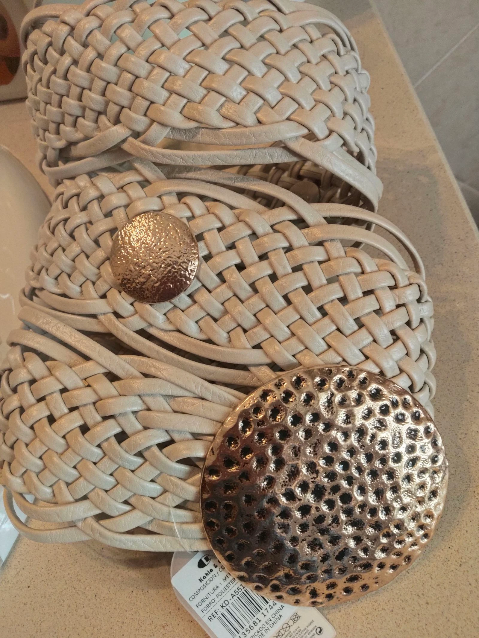 Ceinture tressée beige et dorée ✨ – photo 4